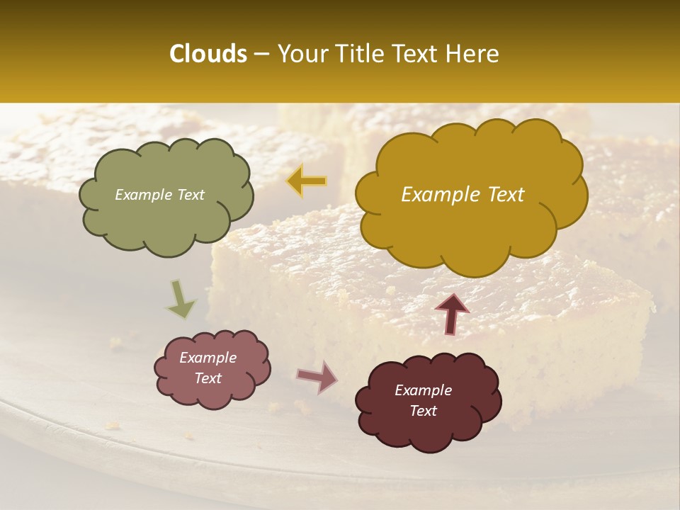 A Wooden Plate Topped With Pieces Of Cake PowerPoint Template
