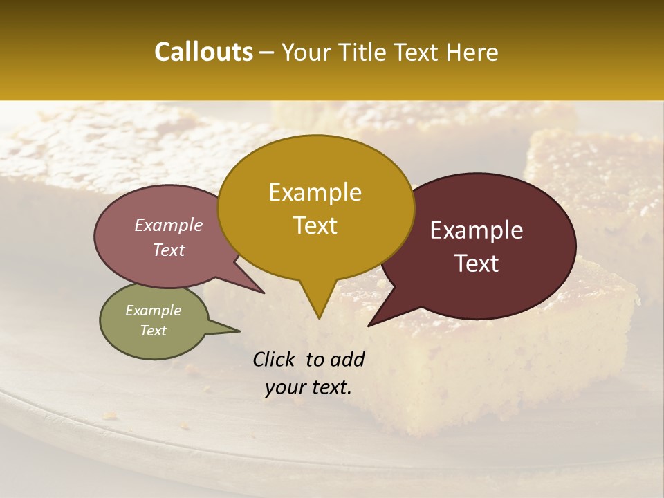 A Wooden Plate Topped With Pieces Of Cake PowerPoint Template
