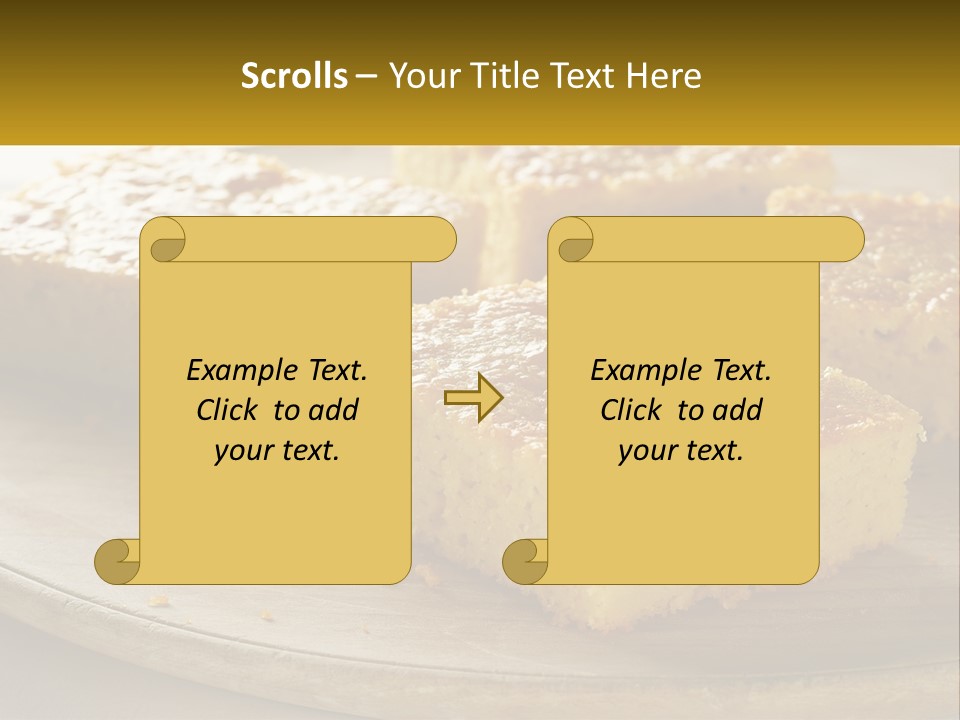 A Wooden Plate Topped With Pieces Of Cake PowerPoint Template