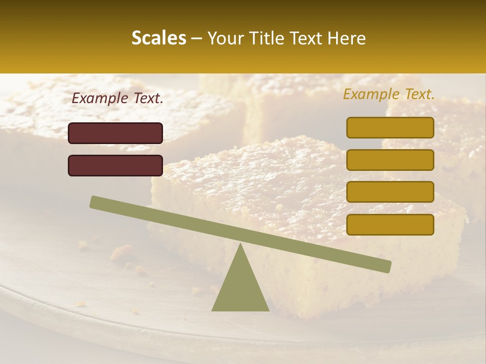 A Wooden Plate Topped With Pieces Of Cake PowerPoint Template