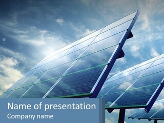 A Row Of Solar Panels On A Sunny Day PowerPoint Template