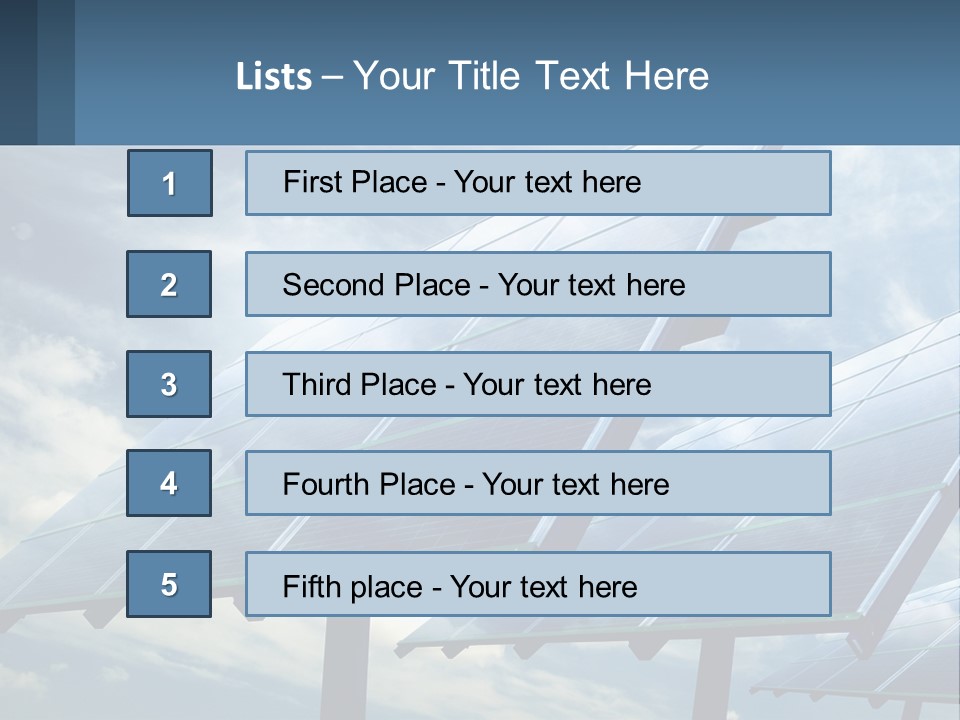 A Row Of Solar Panels On A Sunny Day PowerPoint Template