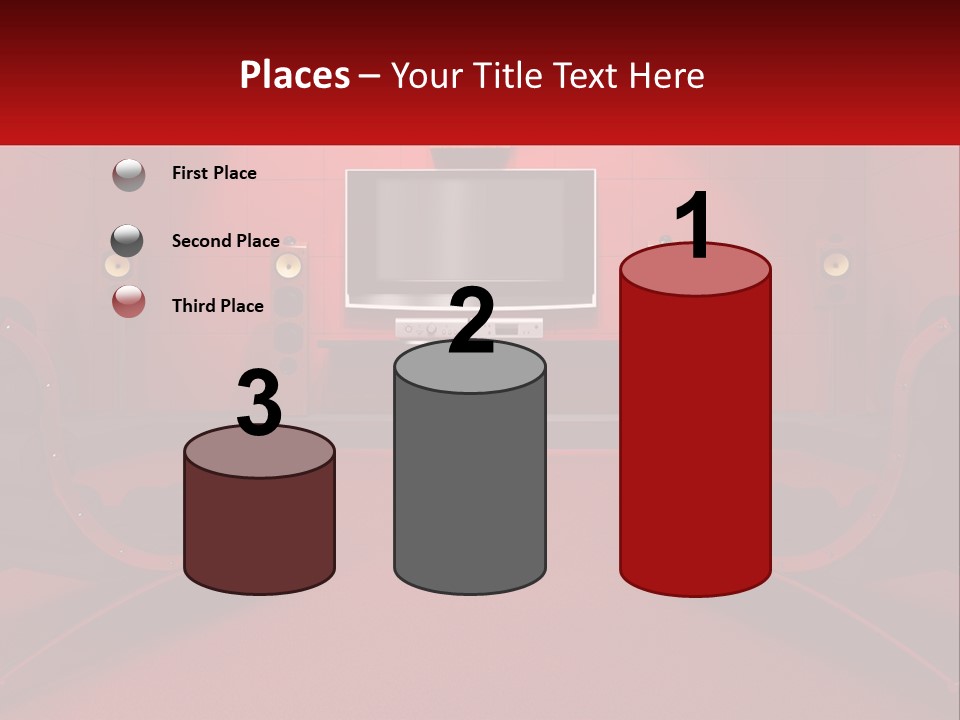 A Red Room With Two Chairs And A Television PowerPoint Template