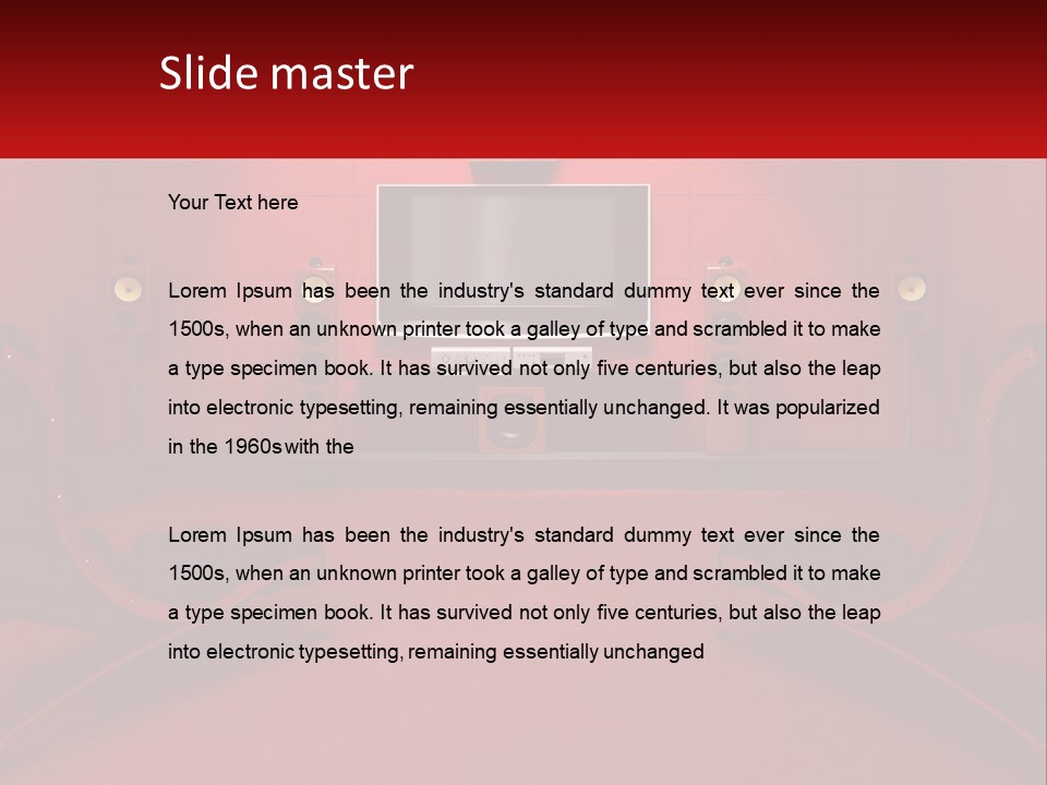 A Red Room With Two Chairs And A Television PowerPoint Template