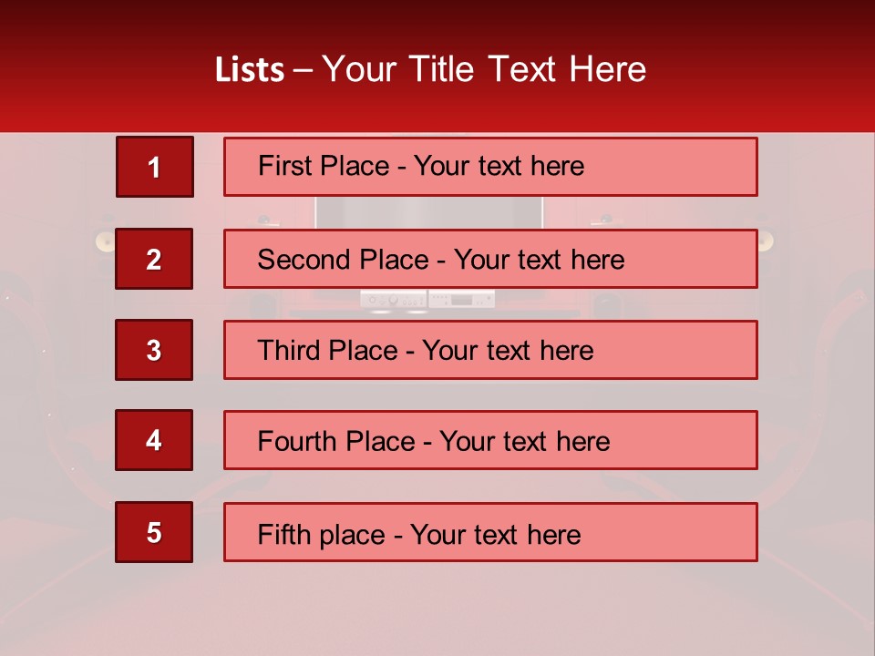 A Red Room With Two Chairs And A Television PowerPoint Template