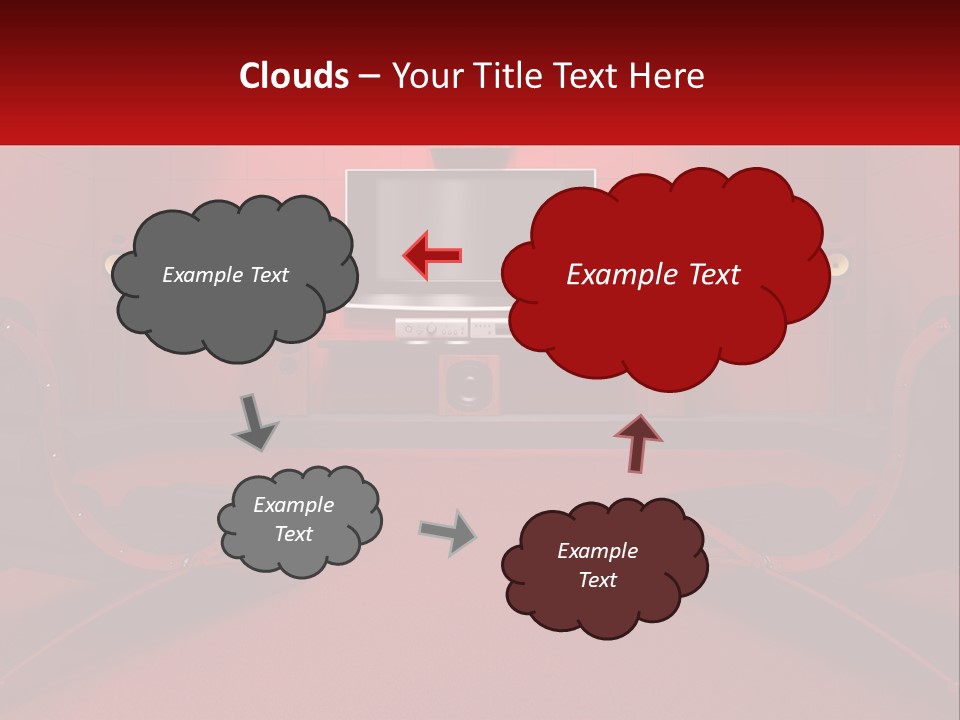 A Red Room With Two Chairs And A Television PowerPoint Template