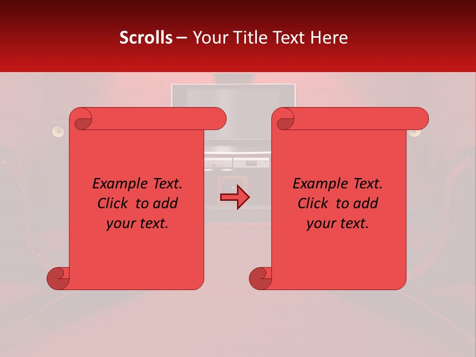 A Red Room With Two Chairs And A Television PowerPoint Template