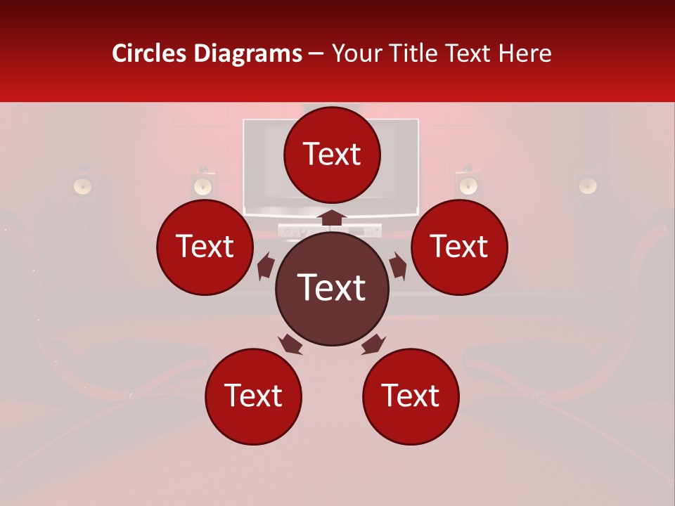 A Red Room With Two Chairs And A Television PowerPoint Template