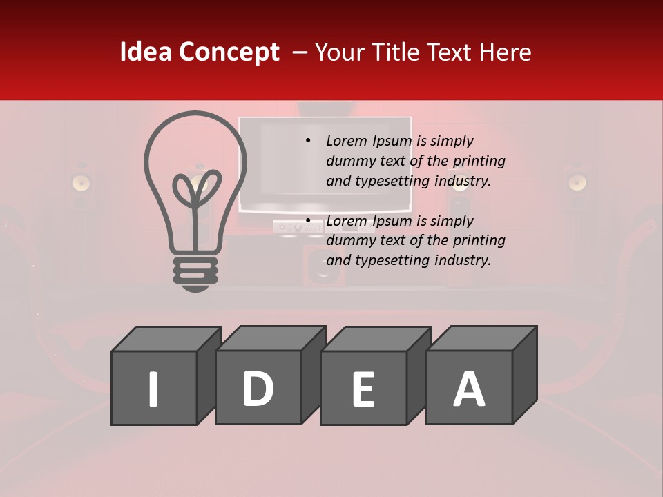 A Red Room With Two Chairs And A Television PowerPoint Template