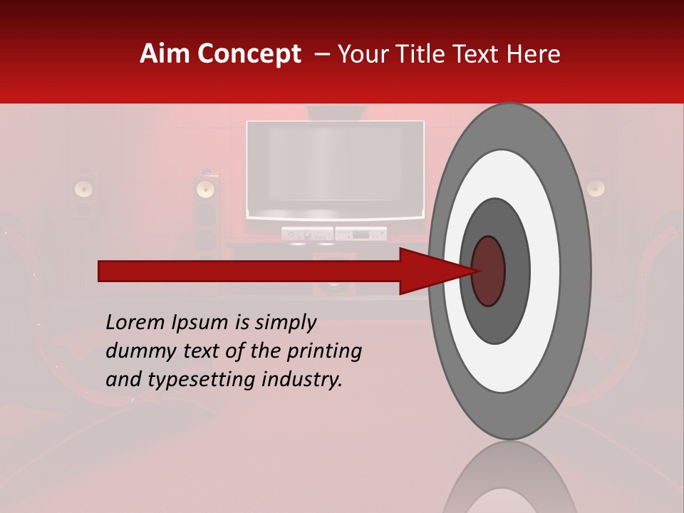 A Red Room With Two Chairs And A Television PowerPoint Template