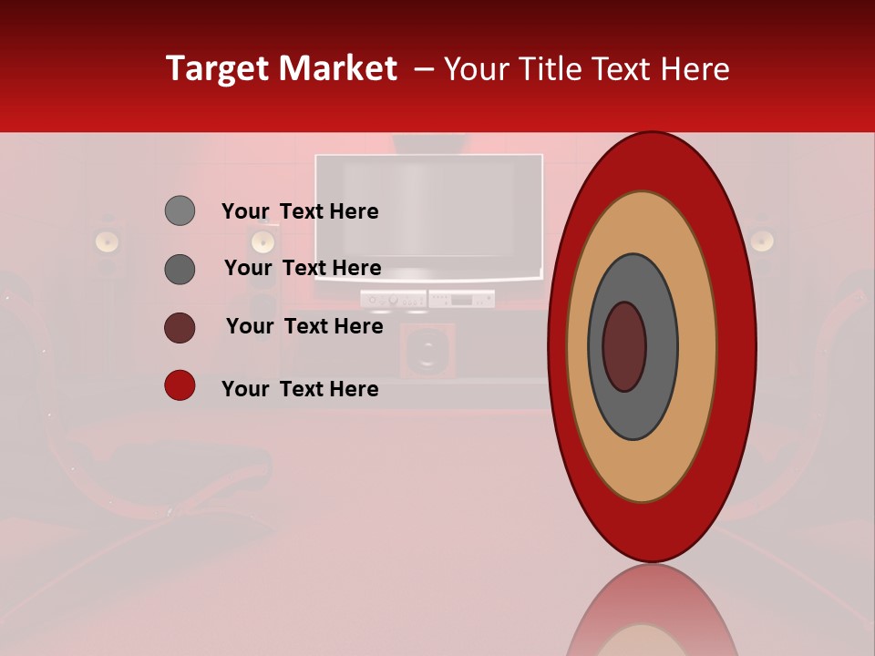 A Red Room With Two Chairs And A Television PowerPoint Template