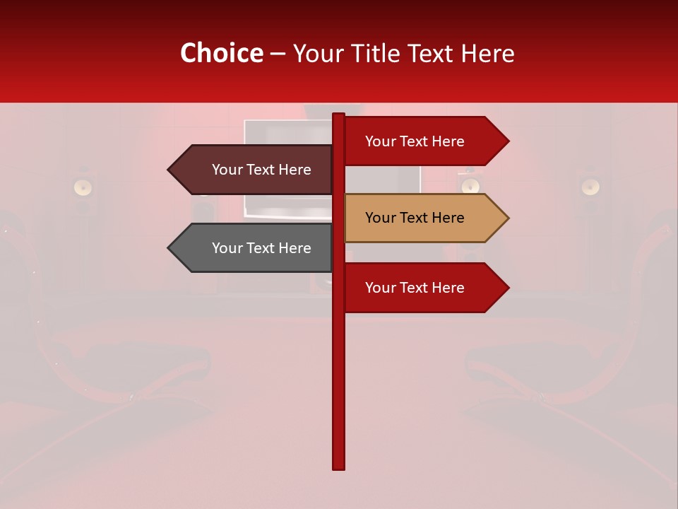A Red Room With Two Chairs And A Television PowerPoint Template