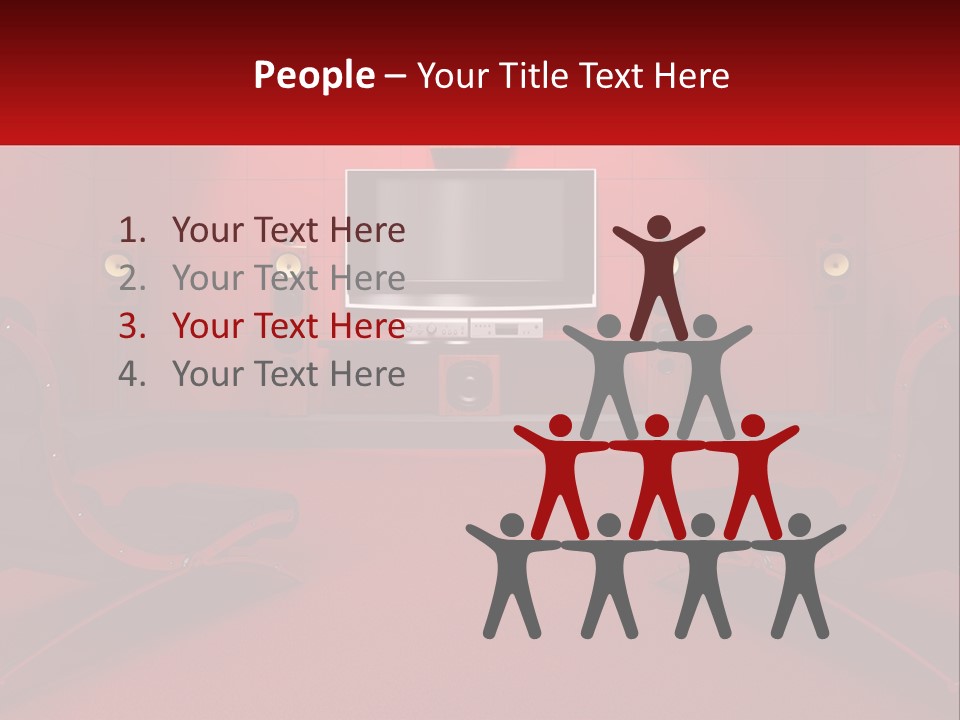 A Red Room With Two Chairs And A Television PowerPoint Template