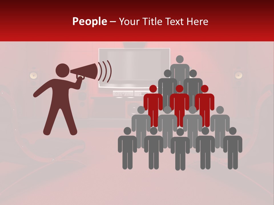 A Red Room With Two Chairs And A Television PowerPoint Template