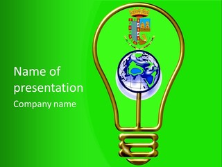 A Light Bulb With A Globe Inside Of It PowerPoint Template