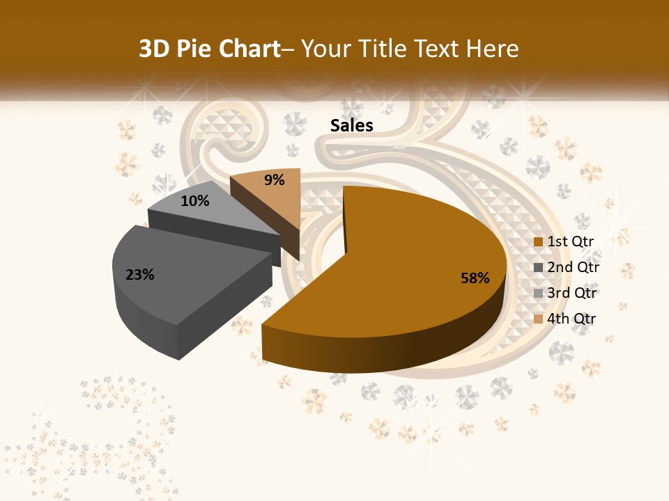 A Golden Number Six On A Black Background PowerPoint Template