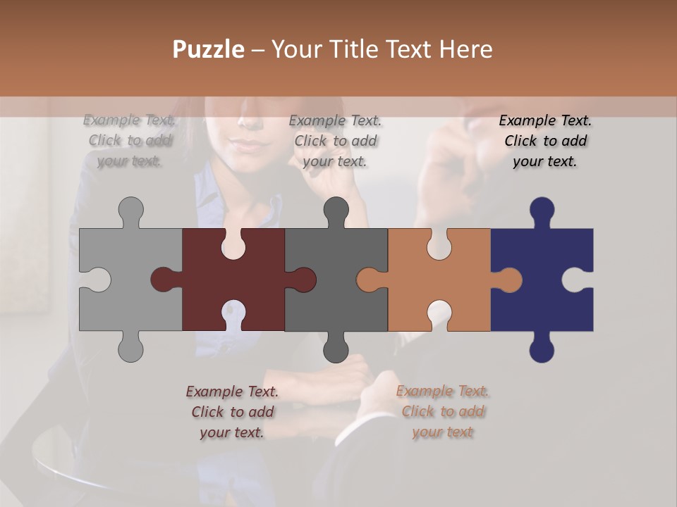 A Man And A Woman Sitting At A Table Talking To Each Other PowerPoint Template