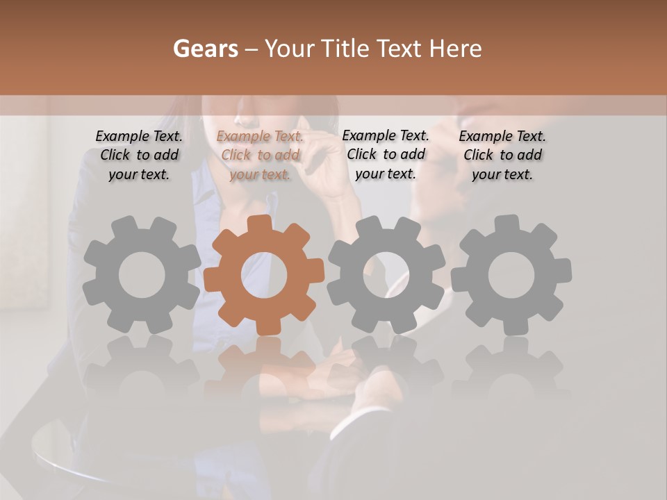 A Man And A Woman Sitting At A Table Talking To Each Other PowerPoint Template