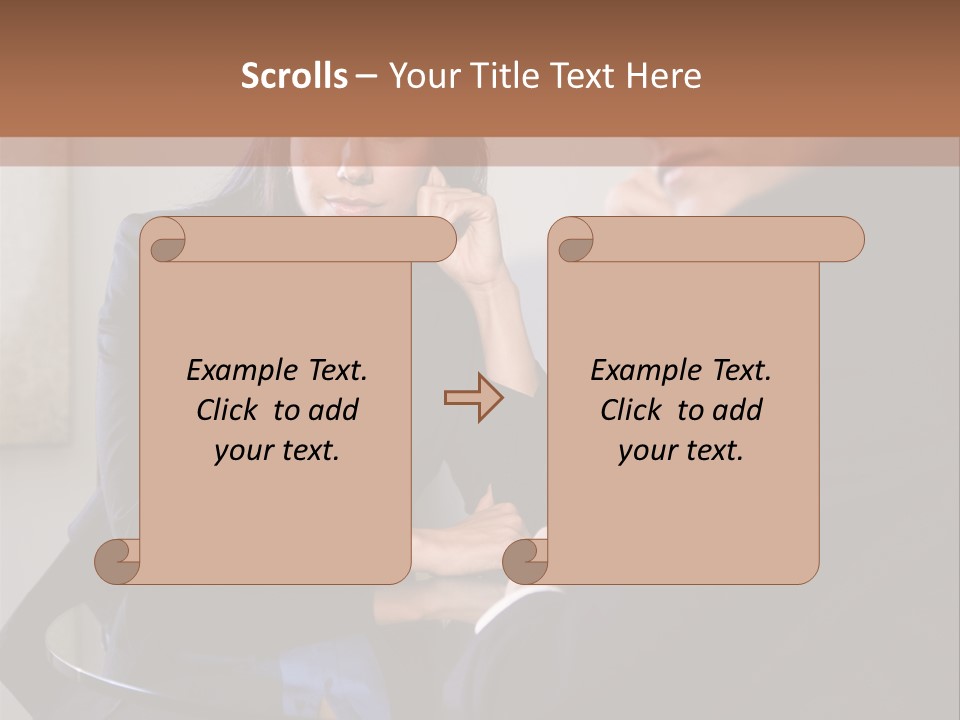 A Man And A Woman Sitting At A Table Talking To Each Other PowerPoint Template
