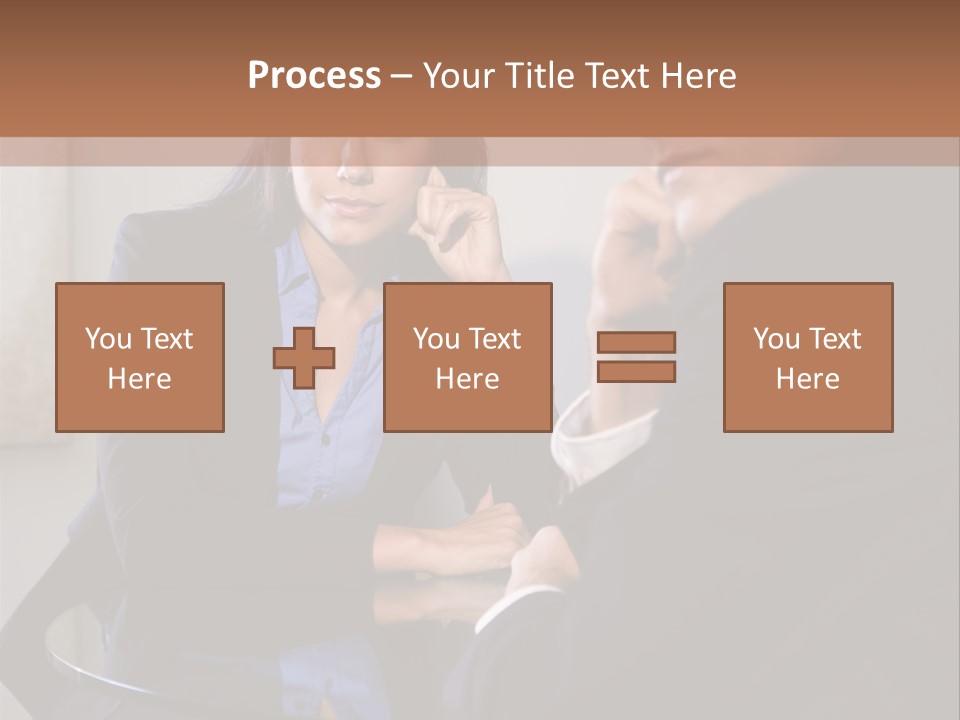 A Man And A Woman Sitting At A Table Talking To Each Other PowerPoint Template