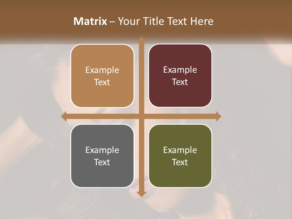 A Woman With Long Hair Is Holding Her Head In Her Hands PowerPoint Template