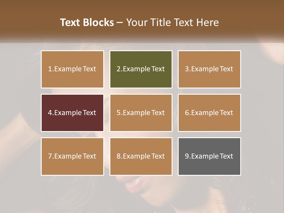 A Woman With Long Hair Is Holding Her Head In Her Hands PowerPoint Template