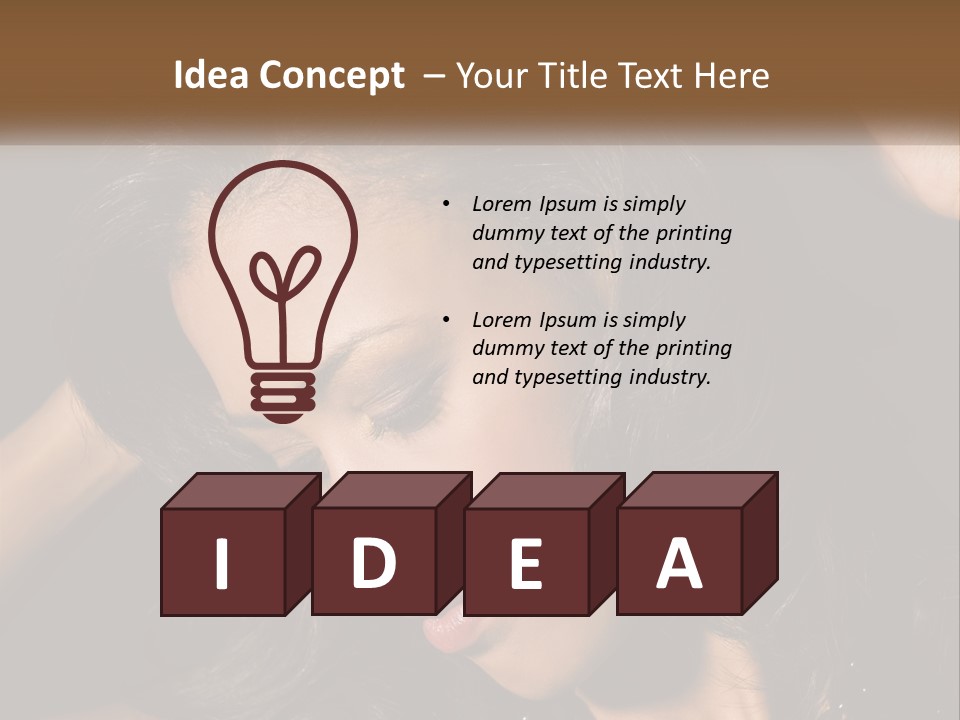 A Woman With Long Hair Is Holding Her Head In Her Hands PowerPoint Template