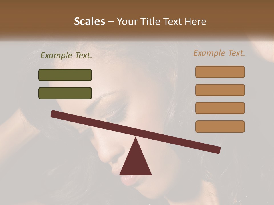 A Woman With Long Hair Is Holding Her Head In Her Hands PowerPoint Template