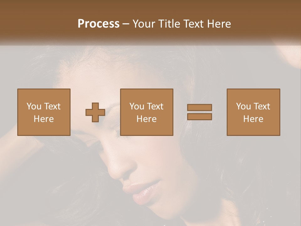 A Woman With Long Hair Is Holding Her Head In Her Hands PowerPoint Template