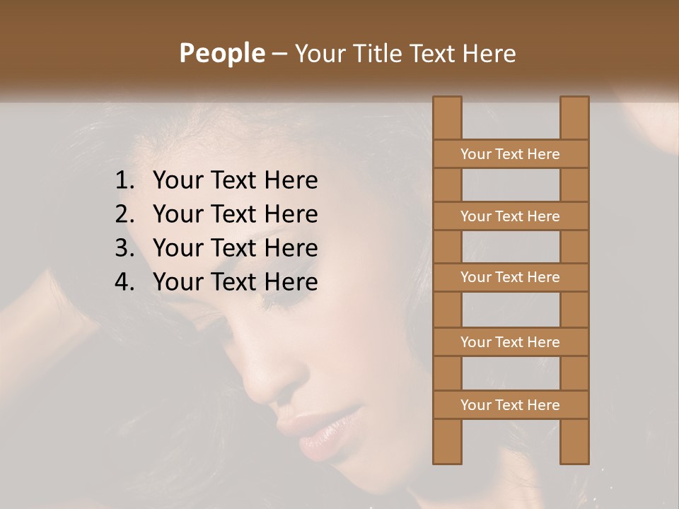 A Woman With Long Hair Is Holding Her Head In Her Hands PowerPoint Template