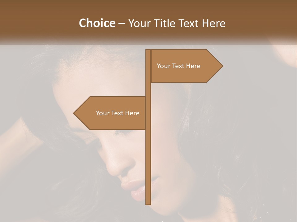 A Woman With Long Hair Is Holding Her Head In Her Hands PowerPoint Template