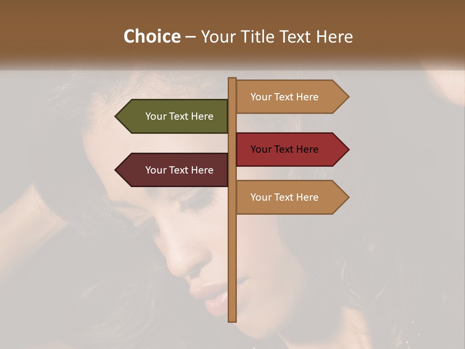 A Woman With Long Hair Is Holding Her Head In Her Hands PowerPoint Template