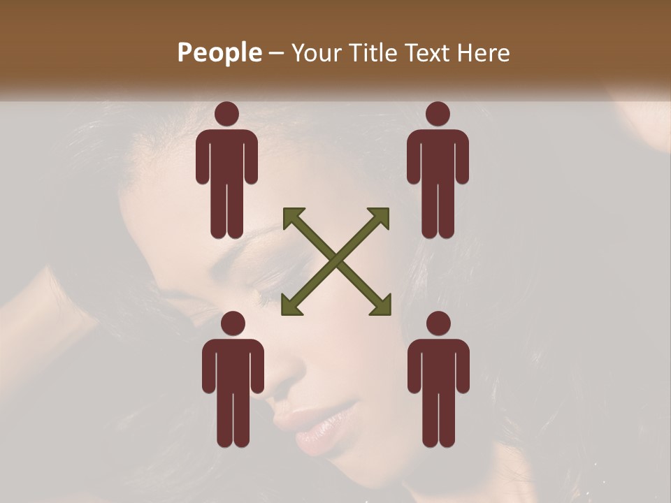 A Woman With Long Hair Is Holding Her Head In Her Hands PowerPoint Template