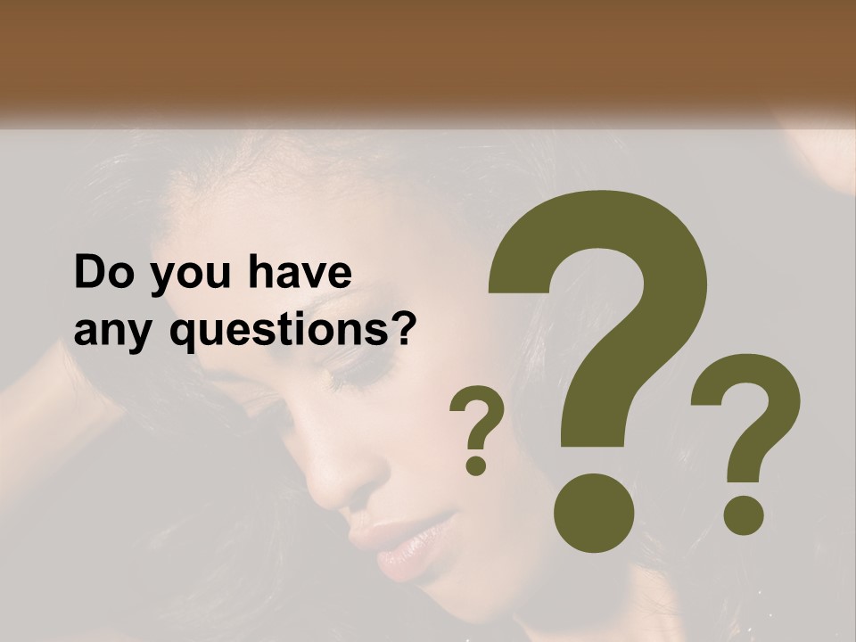 A Woman With Long Hair Is Holding Her Head In Her Hands PowerPoint Template