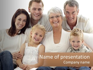 A Group Of People Sitting On A Couch Together PowerPoint Template