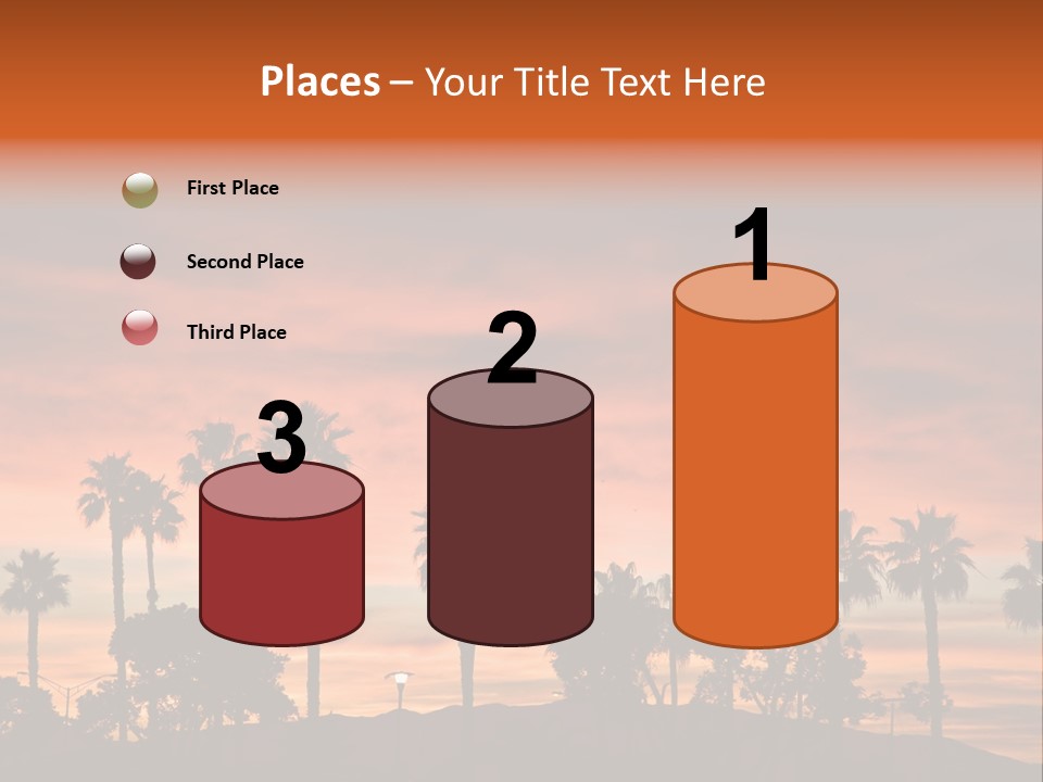 A Sunset With Palm Trees In The Foreground PowerPoint Template