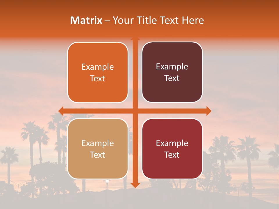 A Sunset With Palm Trees In The Foreground PowerPoint Template