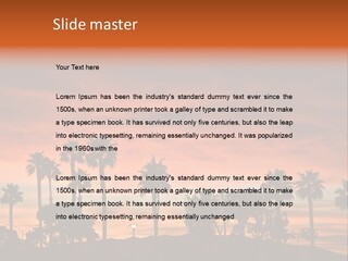 A Sunset With Palm Trees In The Foreground PowerPoint Template