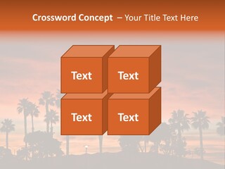 A Sunset With Palm Trees In The Foreground PowerPoint Template