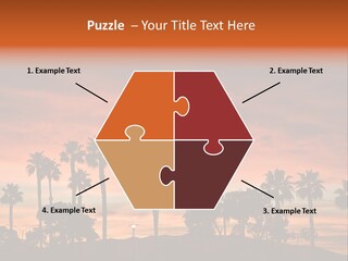A Sunset With Palm Trees In The Foreground PowerPoint Template