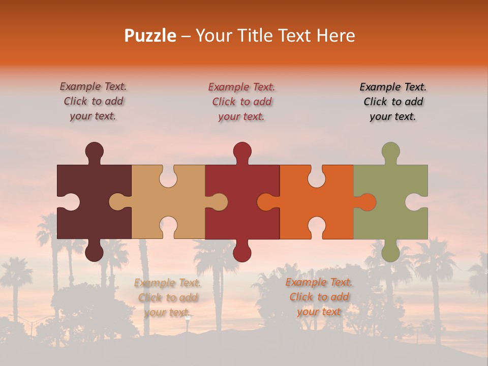 A Sunset With Palm Trees In The Foreground PowerPoint Template