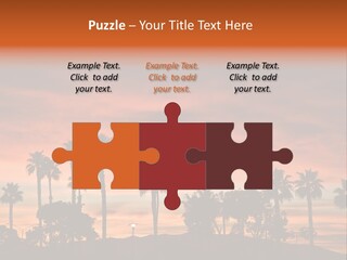 A Sunset With Palm Trees In The Foreground PowerPoint Template