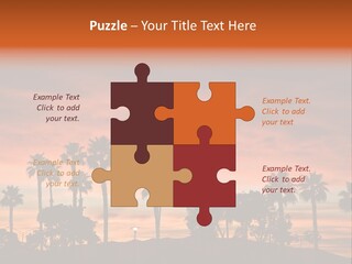 A Sunset With Palm Trees In The Foreground PowerPoint Template