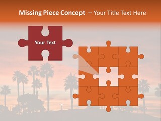 A Sunset With Palm Trees In The Foreground PowerPoint Template