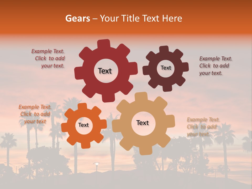 A Sunset With Palm Trees In The Foreground PowerPoint Template