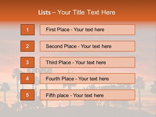 A Sunset With Palm Trees In The Foreground PowerPoint Template
