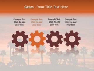 A Sunset With Palm Trees In The Foreground PowerPoint Template