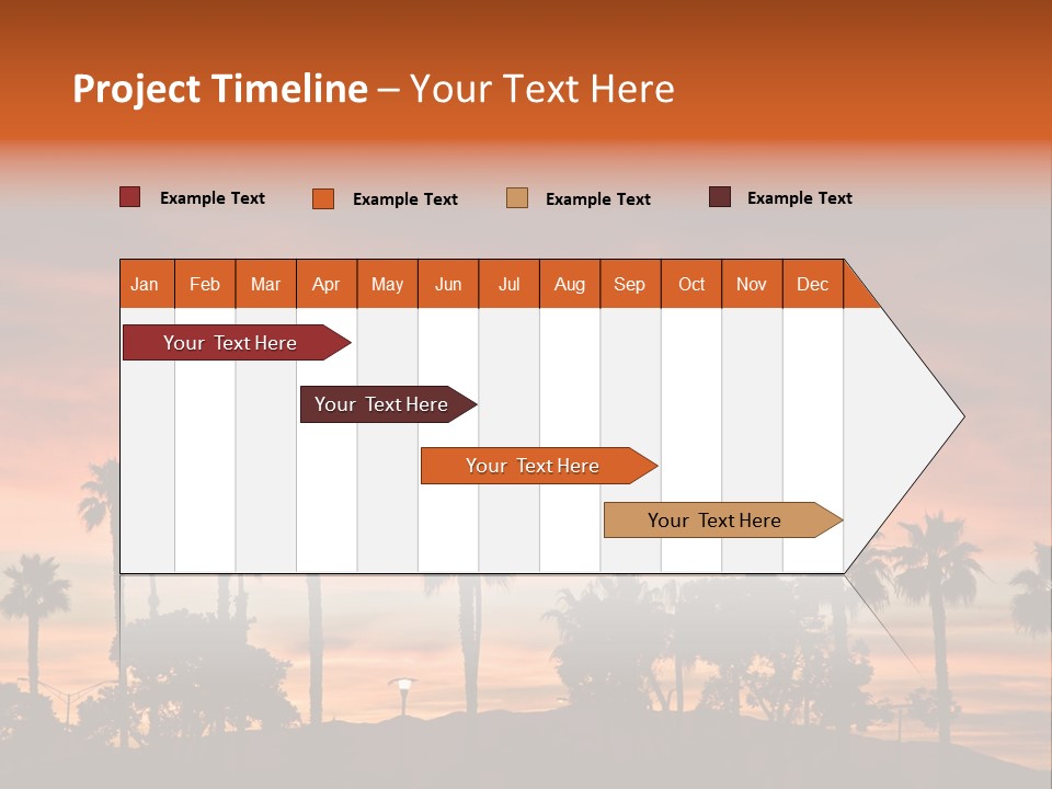 A Sunset With Palm Trees In The Foreground PowerPoint Template