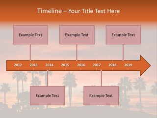 A Sunset With Palm Trees In The Foreground PowerPoint Template