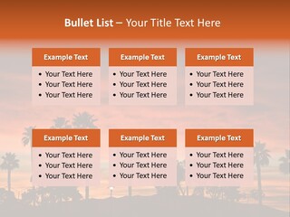 A Sunset With Palm Trees In The Foreground PowerPoint Template